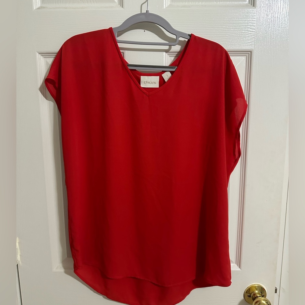 Chicos Red Blouse for Gamedays or Everyday Wear